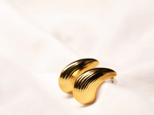 Gold Plated Textured Chunky Waterdrop Earrings