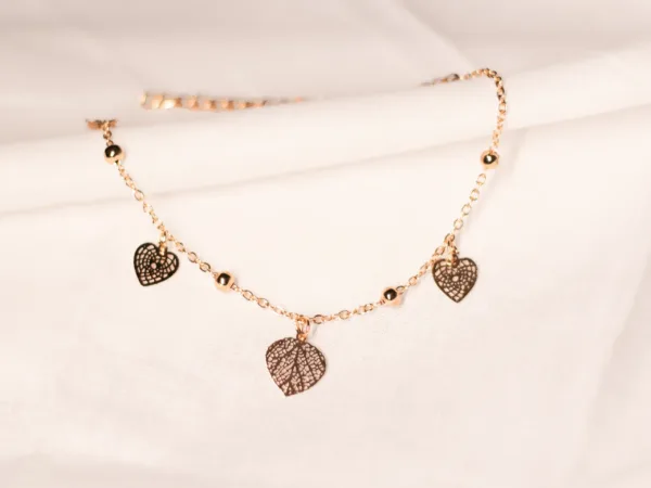 Rose Gold Plated Leaf Heart Bracelet