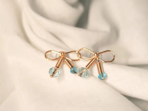 Sky Blue Topaz Cute Knot Stud Earrings