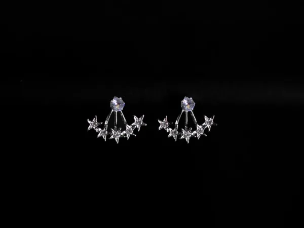 Rhinestone Star Jacket Earrings Vintage Crystal Star Ear Climber Earrings