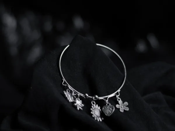 Oxidised charm bracelet