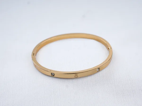 Rhinestone Paved Oval Cuff Latch Bangle Bracelet