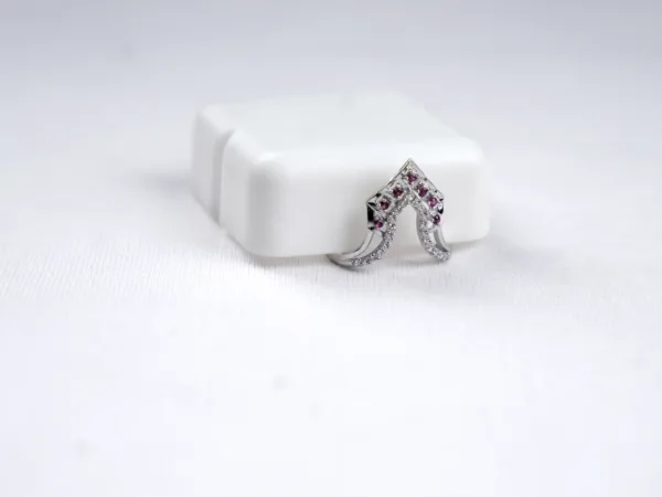 Crown Point Silver Ring with Pink Sapphire and Diamond Accents