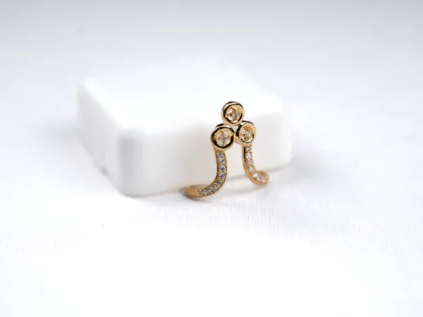 Triple Halo Gold Ring with Diamond Accents