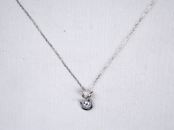 925 Sterling Silver Rhodium-Plated CZ-Studded Pendant With Chain