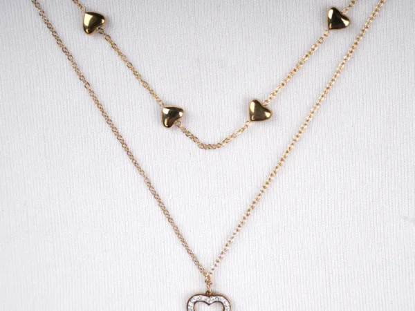 Double Layered Gold Heart Necklace
