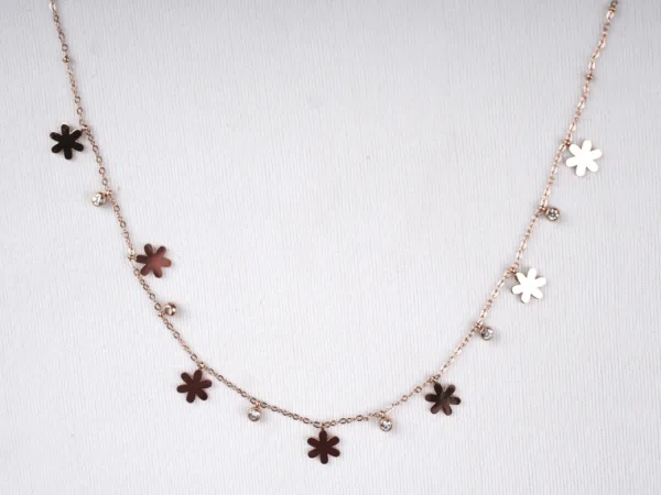 Anti Tarnish Flower With Stone Chain For Women & Girls