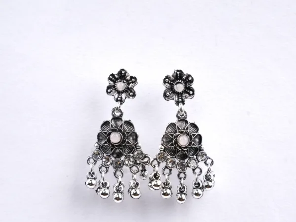 Pearl White Quartz Gemstone Jhumka Earrings
