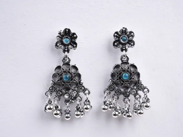 Pearl Blue Quartz Gemstone Jhumka Earrings