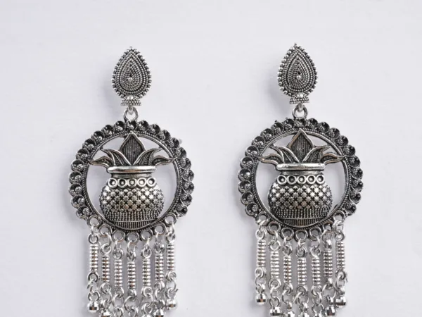 Silver Look Alike Kalash Stud Earrings