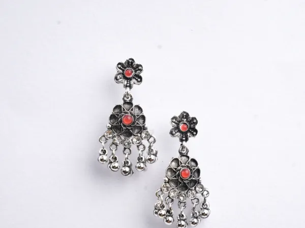 Pearl Red Quartz Gemstone Jhumka Earrings