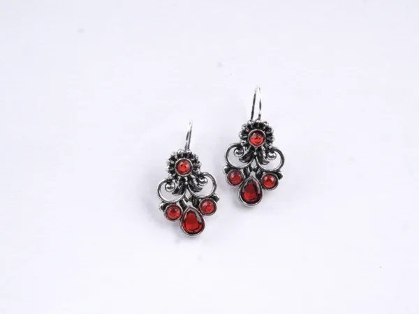 Charming Pear Drop Red Stone Earrings