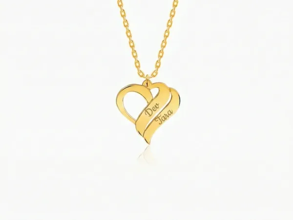 Personalised Name Heart Duo Pendant With Link Chain